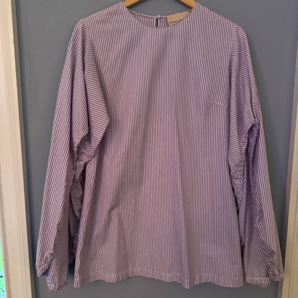 Striped Cotton Dress with Ballon Sleeves